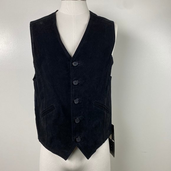 NEW NWT Joshua Ross Black Pig Suede Vest Medium - Picture 1 of 6